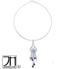 Vintage Silber Granat Anhänger Halskette Handarbeit silver pendant