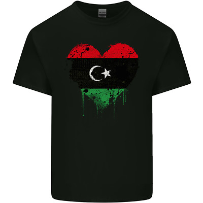 Love Libya Flag Libyan Day Football Mens Cotton T-Shirt Tee Top