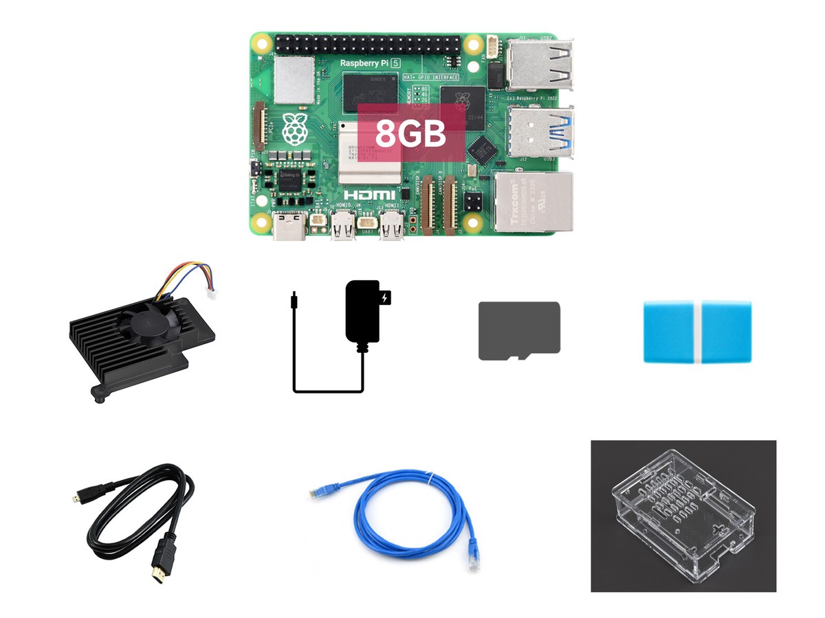 新品　Raspberry Pi5-2G、7点セット Raspberry Pi 5 2GB/4GB/8GB Starter Kit w/ Waveshare Accessory Heat