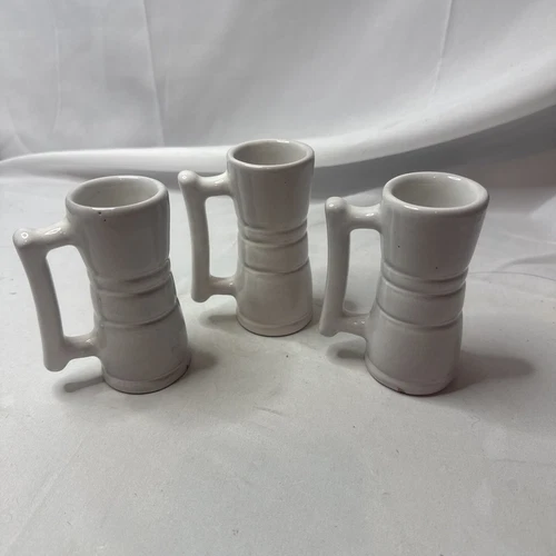 VINTAGE MCM FRANKOMA Mugs White 26DC Set Of 3 Small Chip In One Mug Base
