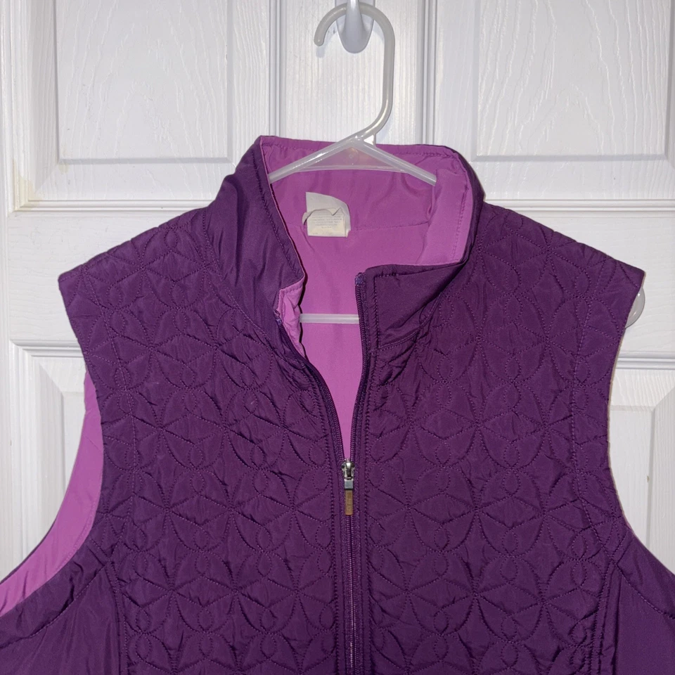 Chaleco acolchado Hanes Active Style cremallera completa para mujer talla XL bolsillos morados 0851-A2 Foto 2 de 4