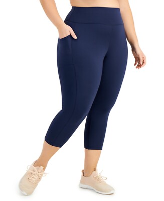 MSRP $35 Id Ideology Plus Size Cropped Leggings Navy Size 2X