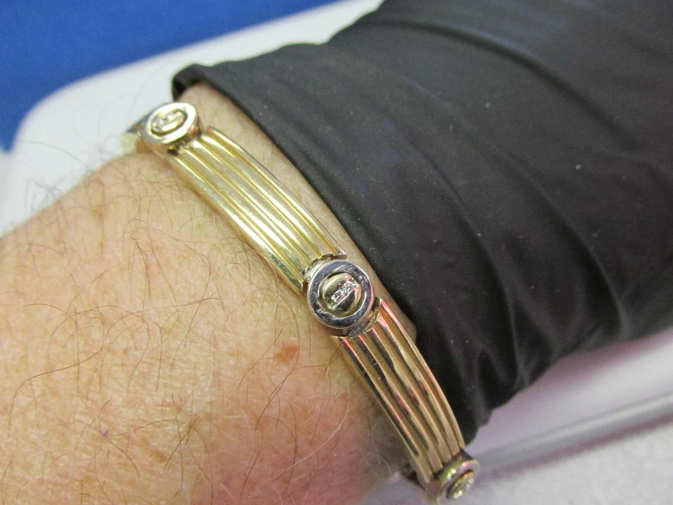 Impresionante brazalete unisex de diamantes de oro macizo de 8 pulgadas 14k 38,7 gramos HACER OFERTA Foto 3 de 4