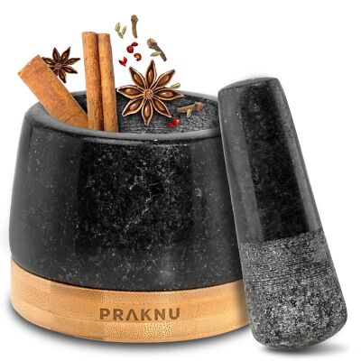 Small Granite Mortar and Pestle Set - 1 Cup - for Fine Grinding Results - Inc...