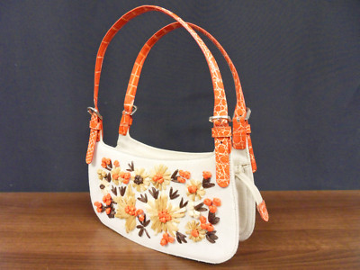 Vintage Moschino summer flower woven small baguette handbag with