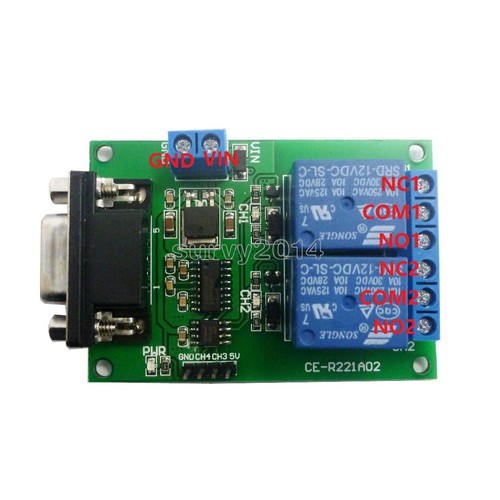 DC 12V 2CH RS232 DB9 Serial Relay Control Switch UART Home Automation - Picture 4 of 4