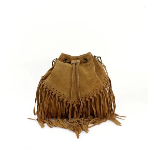 Bolso sin asas de gamuza real suave con flecos para damas VPFR19 - Imagen 14 de 14