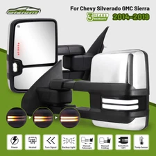 Chrome Tow Mirrors For 2014-2019 Chevy Silverado GMC Sierra Smoked Switchbacks 