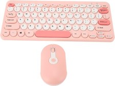 Typewriter Keyboard and Mouse, 2.4G Retro Cordless Office Keyboards pink