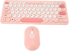 Typewriter Keyboard and Mouse, 2.4G Retro Cordless Office Keyboards pink