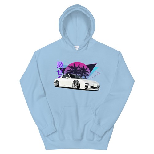 Vaporwave Aesthetic RX7 JDM Legend Car Tuning Drift Racing Unisex Hoodie - Picture 1 of 8