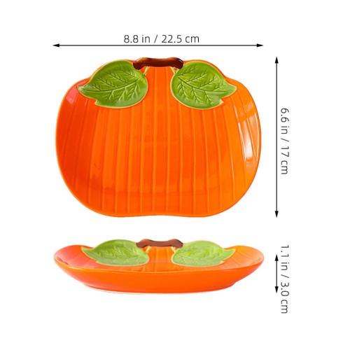 Soldes Keramik-Kürbis-Teller, Halloween-Kürbis-förmiger Salatteller,