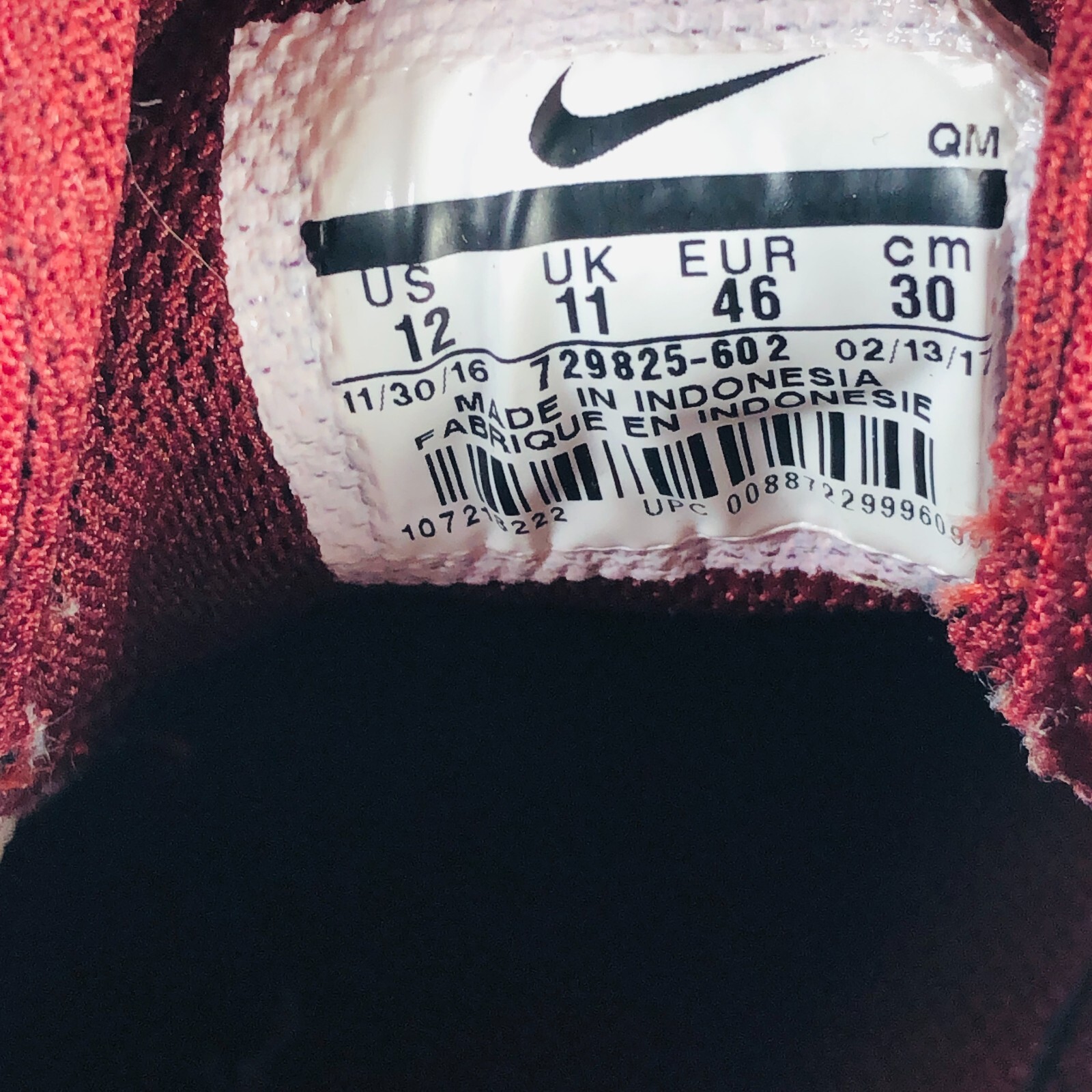 Nike Mens SB Clutch Sneakers Size 12 Maroon Lace Up Athletic Skateboard Shoe