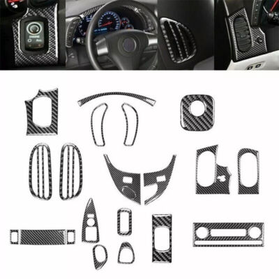 21Pcs For Chevrolet Corvette C6 05-07 Carbon Fiber Full Interior Kit Cover Trim