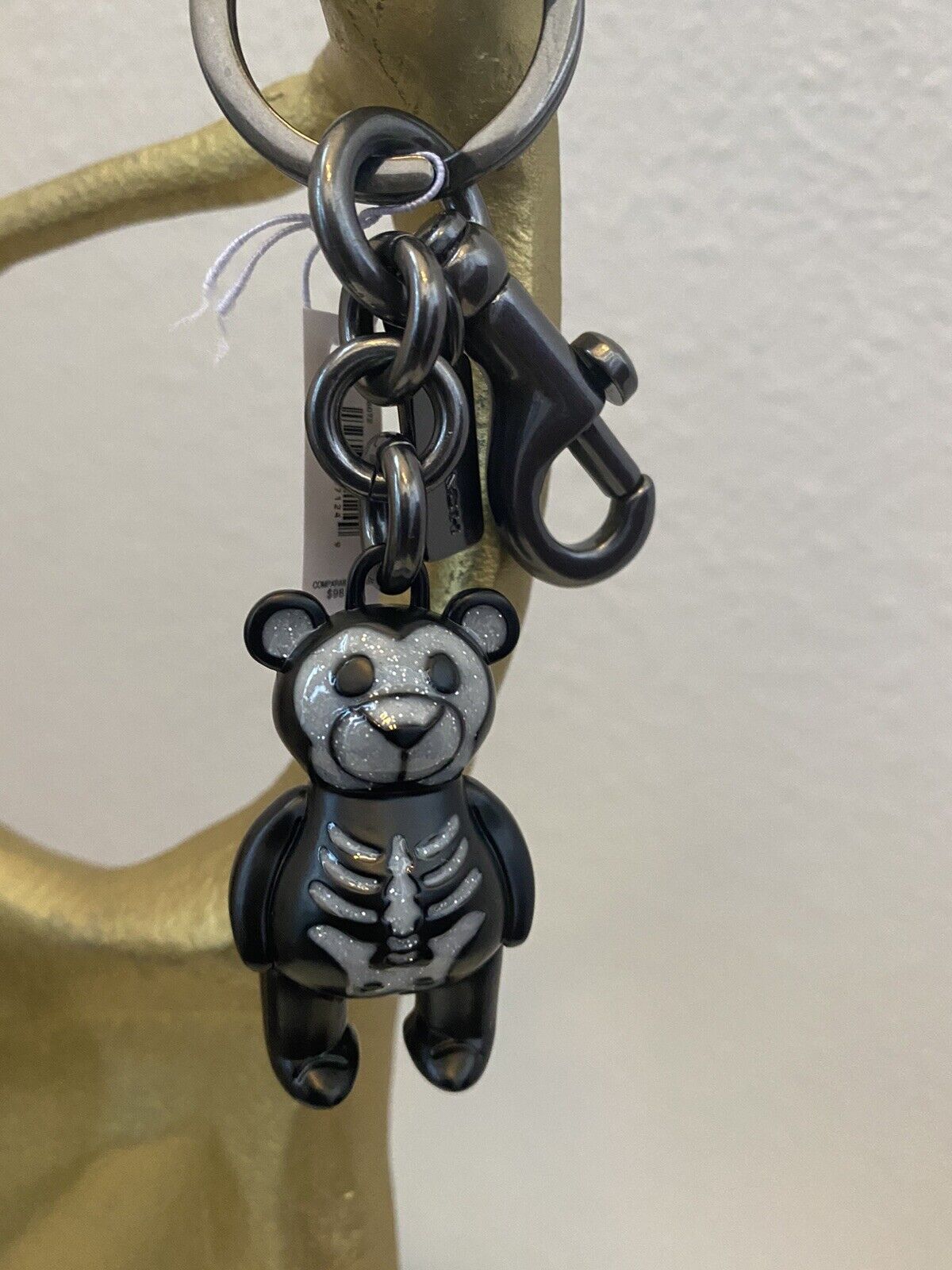Coach Halloween Skeleton Metal Bear Key Ring/Bag Charm Gunmetal/Black Chalk  6072 | eBay