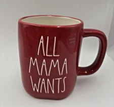Rae Dunn "All Mama Wants is a Silent Night" Red Christmas Mug Double Sided 20 oz