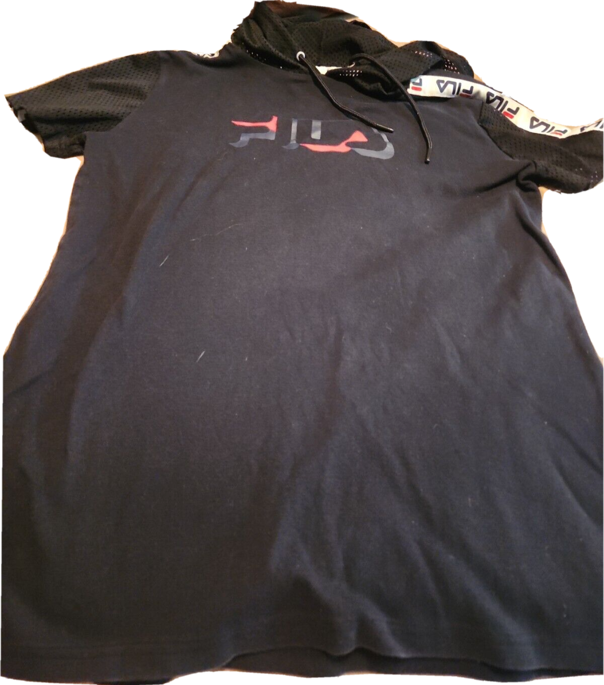 T shirt uomo Fila con cappuccio taglia XS nera maglia manica corta maglietta colore blocco