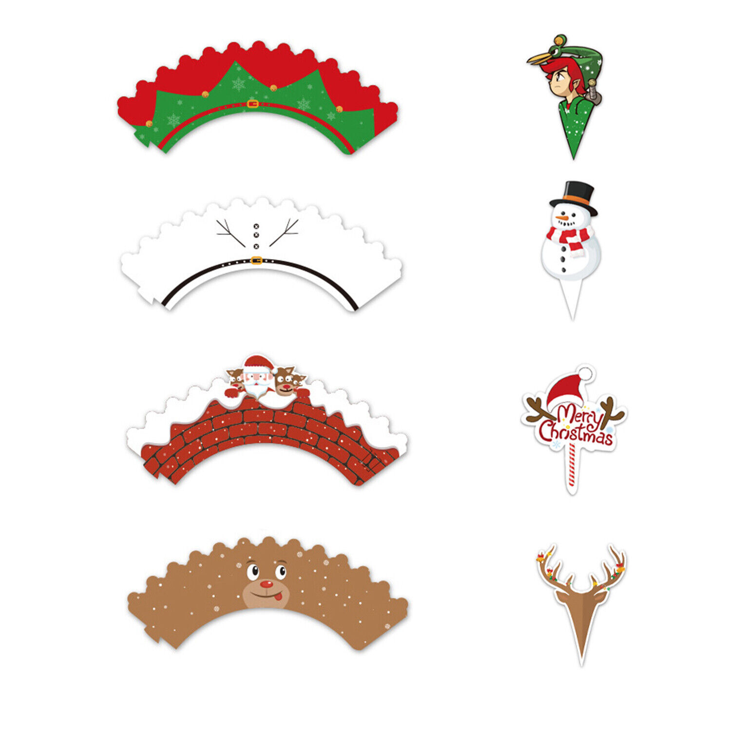 Christmas Cupcake Toppers with Wrappers for Xmas Theme Birthday