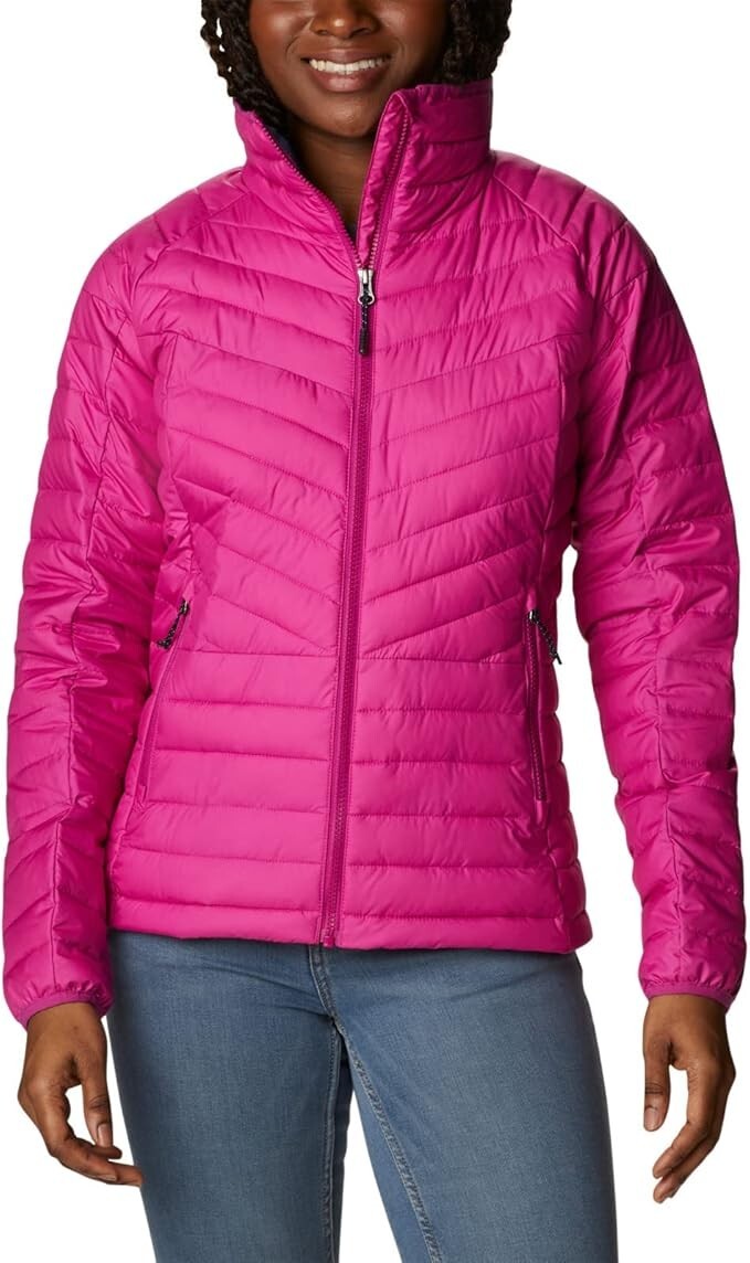 【希少カラー⭐️】極暖columbia キルティングダウン ダークネイビー　ピンク 超希少カラー⭐️】極暖Columbiaダウンジャケット ダークネイビー