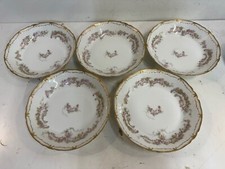 Antique Haviland Limoges Porcelain Set of 5 Bowls with Pink Floral Decorations