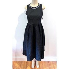 New Lily Jacquard Dress Embellished Sz M Midi Sleeveless A-line Dark Fairy 