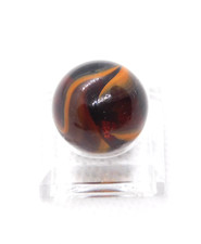 Vintage Glass Marble Clear Brown Bubbles Orange Inner Outer Ribbon 0.66" 0-123