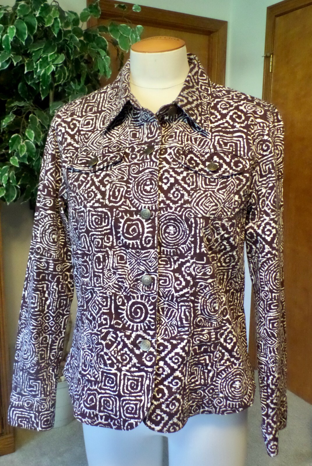 Ruby Rd Jacket Fitted Tribal Design Abstract Prin… - image 1