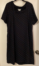 ULLA POPKEN Size 24/26 Black Cotton Dress or Tunic Rainbow Polka Dots, soft knit