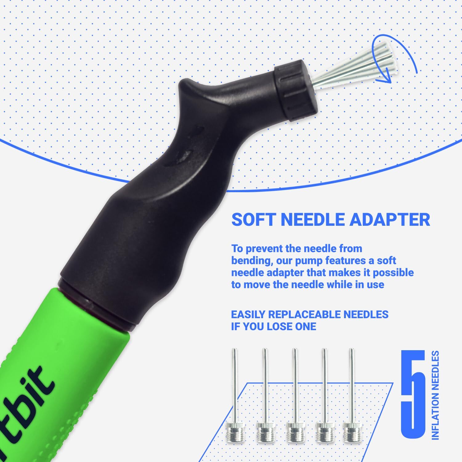 	SPORTBIT Ball Pump for Sports Balls - Push & Pull Inflating System - Hand Pump	