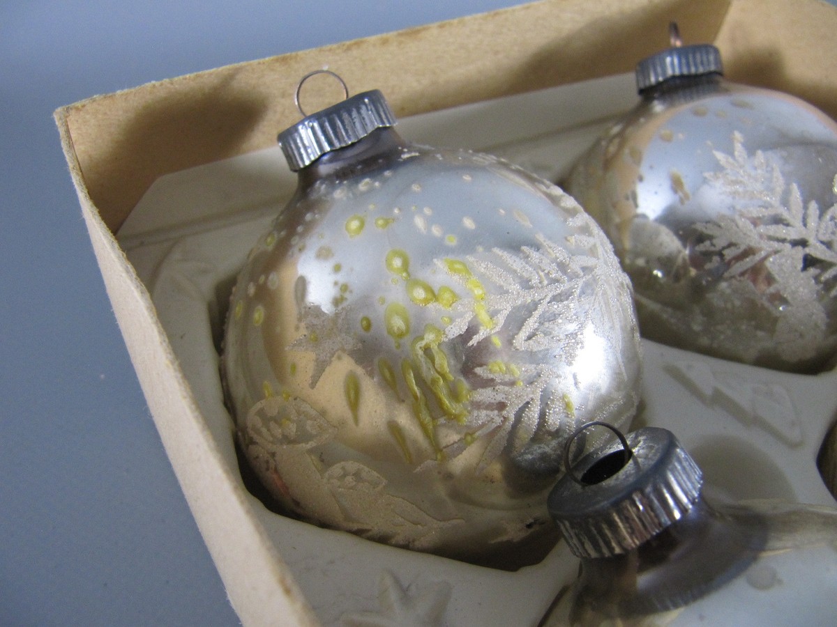4 große alte Lauscha WEIHNACHTSKUGELN Christbaumschmuck Kugeln Weihnachtsbaum