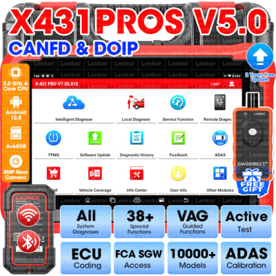 2024 Launch X-431 PROS V5.0 Diagnostic Scanner Tool TPMS Supports CANFD and DOIP