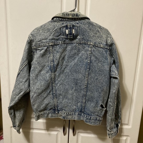 CODE BLEU vintage 80s black acid wash denim trucker jacket Size S Punk Rocker - Picture 8 of 12
