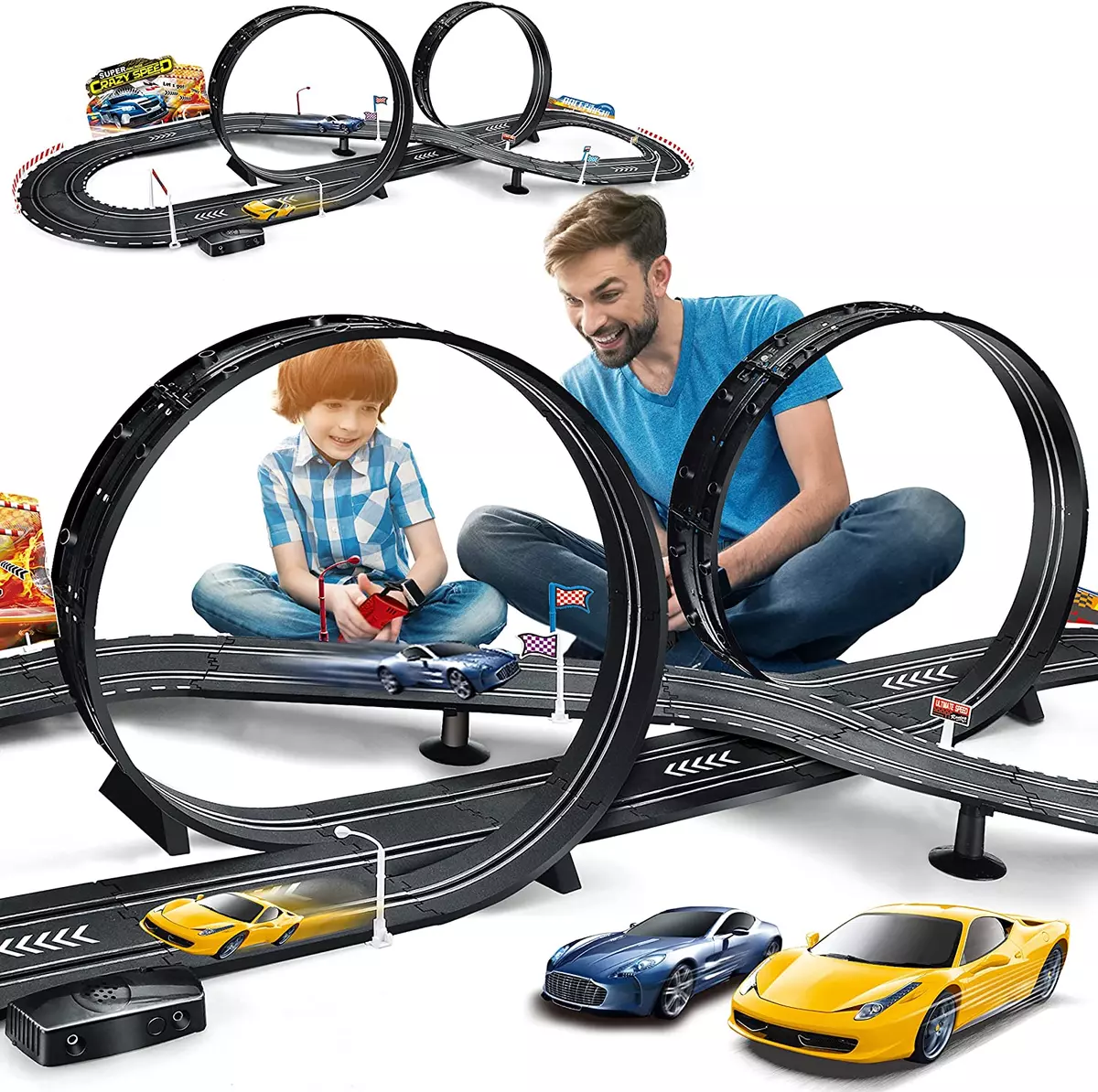 Kids Toy Electric Powered Slot Car Race Track Set Boys Toys for 6