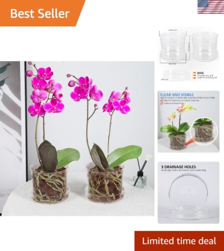 High-Quality Glass Orchid Pot Set with Drainage - 5.8 Inch - Perfect for Gift