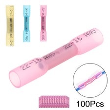 100 pcs Heat Shrink Butt Wire Splice Connectors Seal Crimp Terminals Waterproof