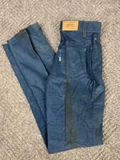 Vintage 70s Levis Corduroy Pants Womens Size 23x32 Blue Distressed Straight NOS