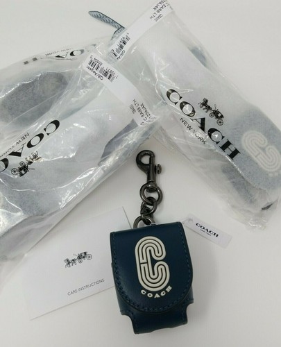🌟🌷Coach Earbud Airpod Case Bag Charm With COACH Patch Aegean Blue AUTHENTIC - Picture 4 of 5