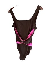 Vintage Longitude 80s 90s Black and Pink Spandex Retro Bathing Size 10