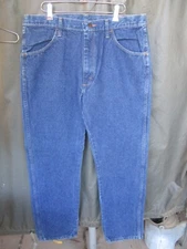 Vtg US Made RUSTLER Denim Blue Jeans, size 36 waist x 30 inseam