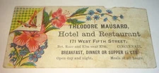 Rare Antique Victorian American Theodore Mausard Hotel Advertising OH Trade Card