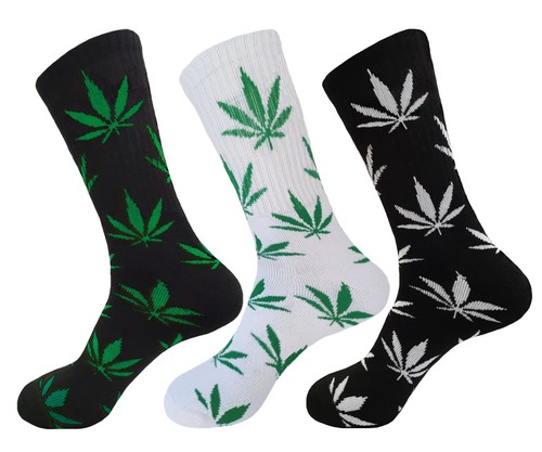 3PAIRS MARIJUANA WEED LEAF COTTON CREW SOCKS CANNABIS 10-13 TRUE TO SIZE 18 INCH - Picture 2 of 31