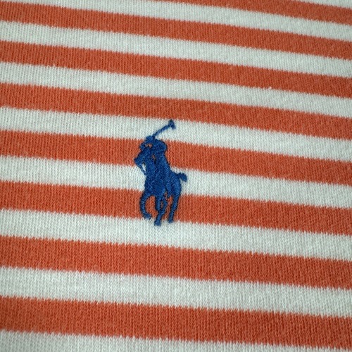 Polo Ralph Lauren Golf Shirt Mens Sz XL Salmon Pink Striped 1/4 Button Blue Pony - Picture 10 of 10