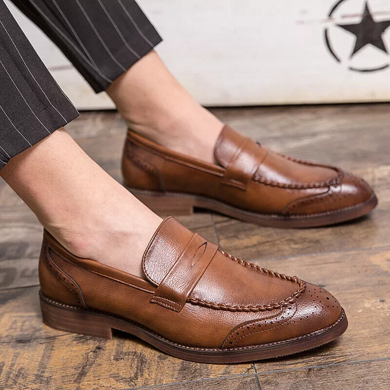 Loafers Men Shoes Leather Dress Shoes Driving Loafer Fashion Business Male  Shoes | eBay