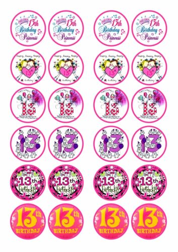 24-girls-13th-birthday-cupcake-wafer-rice-edible-fairy-cake-toppers-ebay