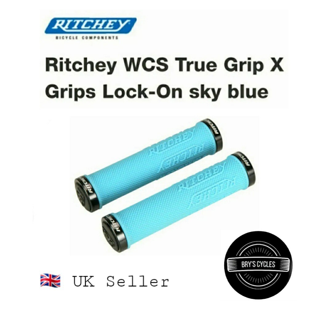 Ritchey WCS TrueGrip X Locking Grips -  Sky Blue - MTB Bike Cycle Grips