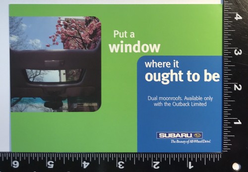 Go Card Cartolina Pubblicitaria Anni 90 Subaru Cars Moonroof Outback Limited Car Auto - Foto 2 di 3