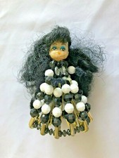 Black  White Bead 4" Doll Made from Safety Pins Figurine Ornament