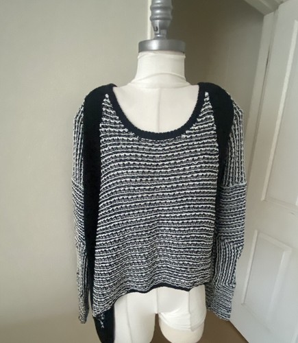 Helmut Lang Black /white Stripe Asymmetrical Cotton Linen Jumper Size S - Picture 5 of 5