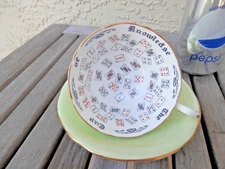Vtg Aynsley England Fortune Telling TEA CUP & Saucer VGC Free S/H