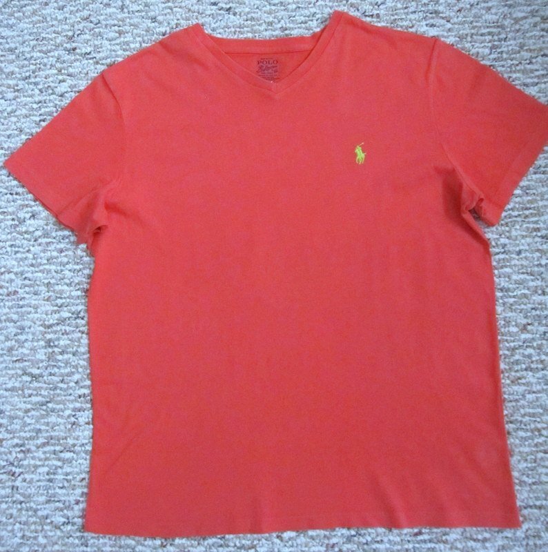 Polo Ralph Lauren Melone T Shirt Collo a V Top Come Nuovo Logo Verde Pony M Medium